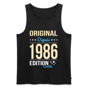 Original depuis 1986 – Anniversaire 40 ans - Débardeur bio Premium Homme - noir - Devant - Michal (187cm)