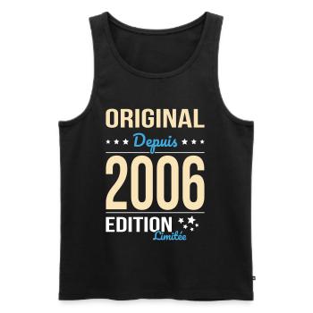 Original since 2006 – 20th anniversary - Men's Premium Organic Tank Top - black - Front - Michal (187cm)