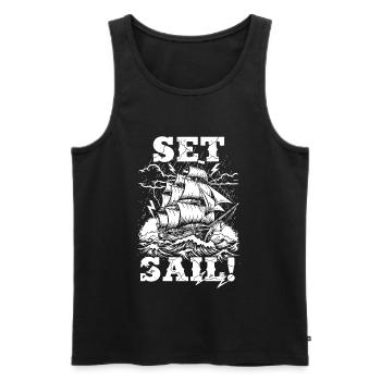 Set Sail Navire Tempête Vintage - Débardeur bio Premium Homme - noir - Devant - Michal (187cm)