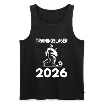 Trainingslager 2026 – Lustiges Fußball Design - Männer Premium Bio Tank Top - Schwarz - Vorne - Michal (187cm)