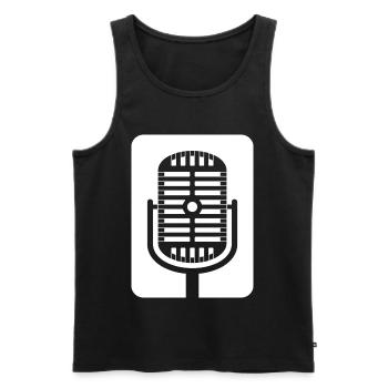Retro-Mikrofon-Emblem - Männer Premium Bio Tank Top - Schwarz - Vorne - AI Model Male 178 light (178cm)