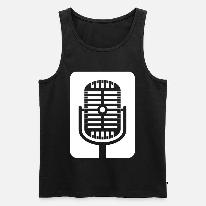 Retro-Mikrofon-Emblem - Männer Premium Bio Tank Top - Schwarz