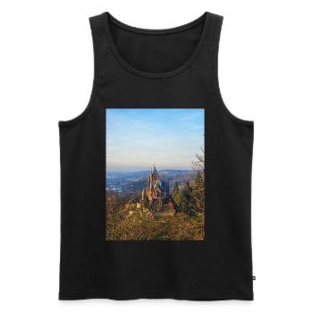 Schloss Drachenburg am Hang im Abendlicht  - Männer Premium Bio Tank Top - Schwarz - Vorne - AI Model Male 178 light (178cm)