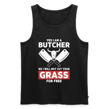 Humor Butcher Cutting No Grass - Men's Premium Organic Tank Top - black - Front - AI Model Male 178 light (178cm)