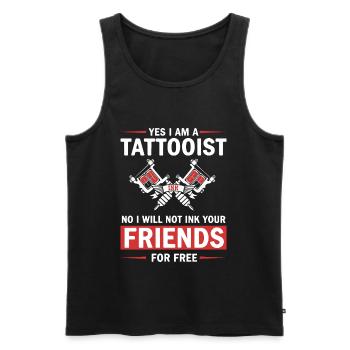Humor Tattoo Artist Tattooed Not Friends - Men's Premium Organic Tank Top - black - Front - Michal (187cm)