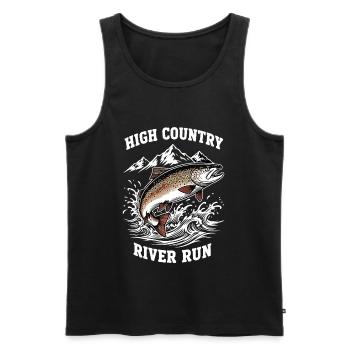 Fishing High Mountain River Trout - Men's Premium Organic Tank Top - black - Front - AI Model Male 178 light (178cm)
