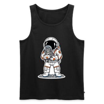 Gray Cat Space Astronaut Cuddly Cute - Men's Premium Organic Tank Top - black - Front - AI Model Male 178 light (178cm)