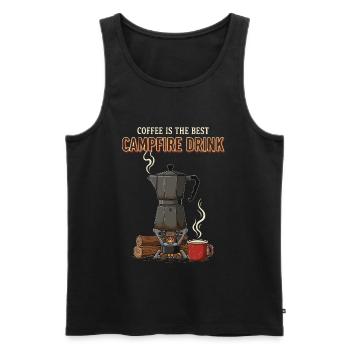 Camping Café Humor Zitat Kaffee Lagerfeuergetränk - Männer Premium Bio Tank Top - Schwarz - Vorne - AI Model Male 178 light (178cm)
