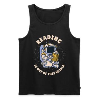 Reading is out of this world - Men's Premium Organic Tank Top - black - Front - AI Model Male 178 light (178cm)