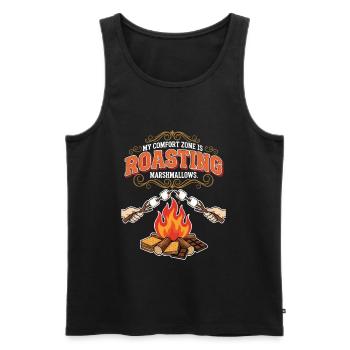 Camping Humour Comfort Zone Roasting Marshmallows - Débardeur bio Premium Homme - noir - Devant - AI Model Male 178 light (178cm)