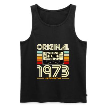 Original 1973 Retro Cassette - Men's Premium Organic Tank Top - black - Front - AI Model Male 178 light (178cm)