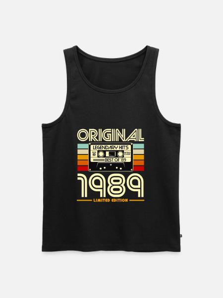 1989 Limited Edition Retro-Kassette - Männer Premium Bio Tank Top - Schwarz