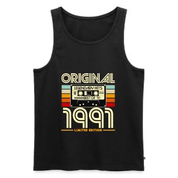 Original 1991 Retro Cassette - Men's Premium Organic Tank Top - black - Front - AI Model Male 178 light (178cm)
