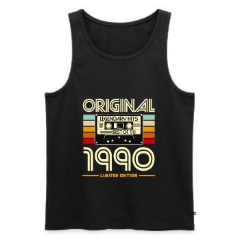 Original 1990 Retro Cassette Limited - Men's Premium Organic Tank Top - black - Front - AI Model Male 178 light (178cm)