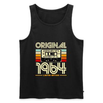 Original 1964 Retro Cassette - Men's Premium Organic Tank Top - black - Front - AI Model Male 178 light (178cm)