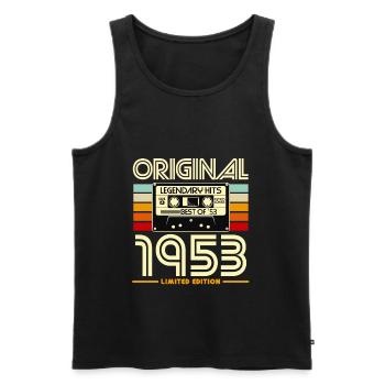 Original 1953 Héritage Cassette Retro - Débardeur bio Premium Homme - noir - Devant - AI Model Male 178 light (178cm)