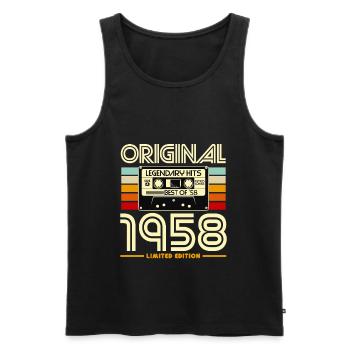 Original 1958 Vintage Cassette - Men's Premium Organic Tank Top - black - Front - AI Model Male 178 light (178cm)