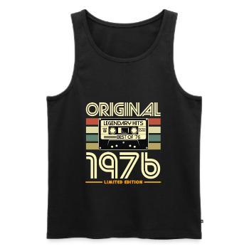 Original 1976 Cassette Vintage - Men's Premium Organic Tank Top - black - Front - AI Model Male 178 light (178cm)