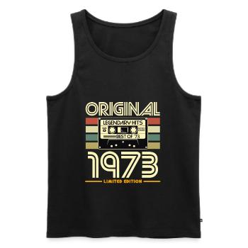 Originale Retro-Kassette von 1973 - Männer Premium Bio Tank Top - Schwarz - Vorne - Michal (187cm)