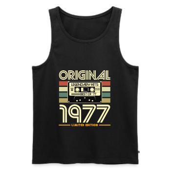 Original 1977 Limited Edition - Débardeur bio Premium Homme - noir - Devant - AI Model Male 178 light (178cm)