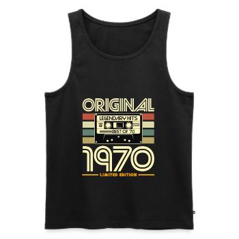 Original 1970's Retro Cassette - Men's Premium Organic Tank Top - black - Front - Michal (187cm)