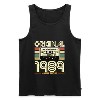 Original-Kassetten-Nostalgie von 1989 - Männer Premium Bio Tank Top - Schwarz - Vorne - Michal (187cm)