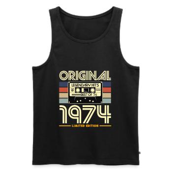 Original 1974 Retro Cassette - Men's Premium Organic Tank Top - black - Front - AI Model Male 178 light (178cm)
