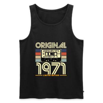 Originale Kassette von 1971 Vintage Limited - Männer Premium Bio Tank Top - Schwarz - Vorne - Michal (187cm)