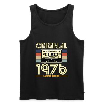 Kassette Vintage 1976 Original - Männer Premium Bio Tank Top - Schwarz - Vorne - Michal (187cm)