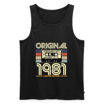 Cassette 1981 Édition Limitée Vintage - Débardeur bio Premium Homme - noir - Devant - Michal (187cm)