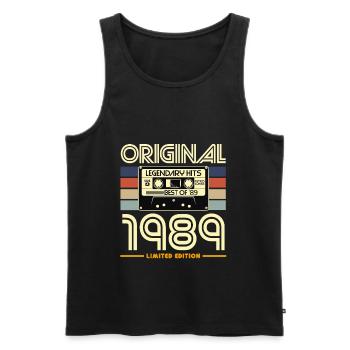 Originale Retro-Kassette von 1989 - Männer Premium Bio Tank Top - Schwarz - Vorne - Michal (187cm)