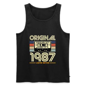 Original 1987 Limited Cassette Tape Retro Hits - Men's Premium Organic Tank Top - black - Front - AI Model Male 178 light (178cm)