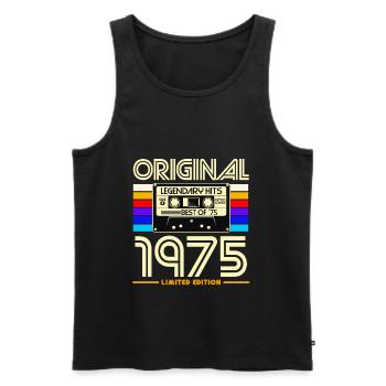 Originale Retro-Kassette von 1975 - Männer Premium Bio Tank Top - Schwarz - Vorne - AI Model Male 178 light (178cm)