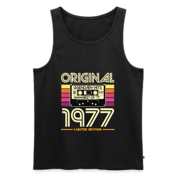 Original 1977 Retro Cassette - Men's Premium Organic Tank Top - black - Front - AI Model Male 178 light (178cm)