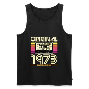 Originale Retro-Kassette von 1973 - Männer Premium Bio Tank Top - Schwarz - Vorne - AI Model Male 178 light (178cm)