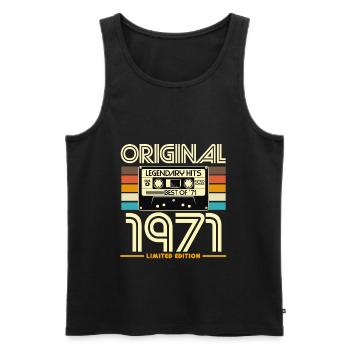 Original 1971 Limited Edition Retro Cassette - Men's Premium Organic Tank Top - black - Front - AI Model Male 178 light (178cm)