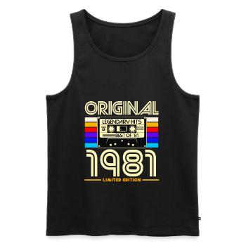 Original 1981 Limited Edition Retro Cassette - Men's Premium Organic Tank Top - black - Front - Michal (187cm)