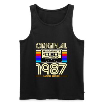 1987 Limited Edition Cassette - Men's Premium Organic Tank Top - black - Front - AI Model Male 178 light (178cm)