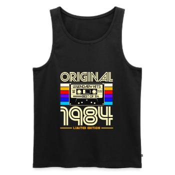 Original 1984 Retro Cassette - Men's Premium Organic Tank Top - black - Front - AI Model Male 178 light (178cm)