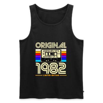 Original 1982 Edition Cassette - Men's Premium Organic Tank Top - black - Front - Michal (187cm)