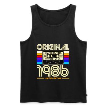 Original 1986 Édition limitée Cassette rétro - Débardeur bio Premium Homme - noir - Devant - Michal (187cm)