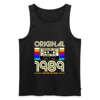 Original 1989 Limited Edition Cassette - Men's Premium Organic Tank Top - black - Front - AI Model Male 178 light (178cm)