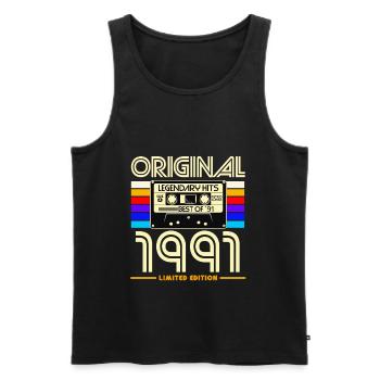 1991 Limited Edition Cassette - Men's Premium Organic Tank Top - black - Front - AI Model Male 178 light (178cm)