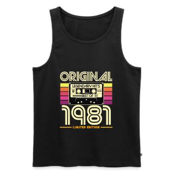 Original 1981: Retro Hits Kassette - Männer Premium Bio Tank Top - Schwarz - Vorne - Michal (187cm)