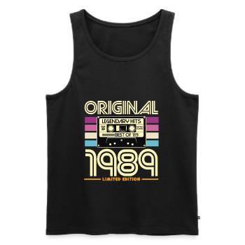 1989 Limited Edition Retro-Kassette - Männer Premium Bio Tank Top - Schwarz - Vorne - Michal (187cm)