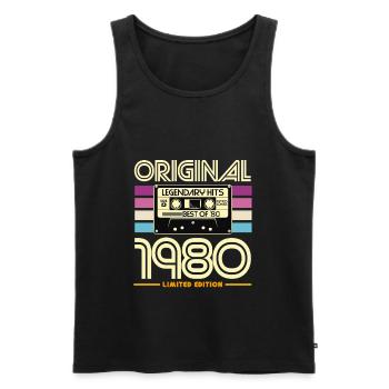 1980 Cassette Retro Edition - Men's Premium Organic Tank Top - black - Front - AI Model Male 178 light (178cm)