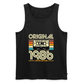 Original 1986 Limited Edition Retro Cassette - Men's Premium Organic Tank Top - black - Front - AI Model Male 178 light (178cm)