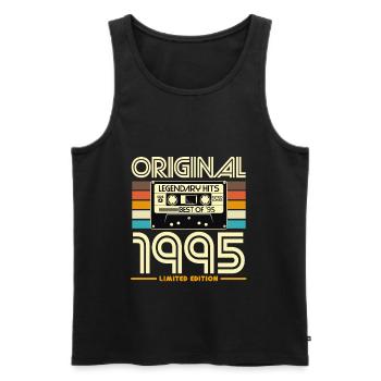 Original 1995 Limited Edition Retro Cassette - Men's Premium Organic Tank Top - black - Front - Michal (187cm)
