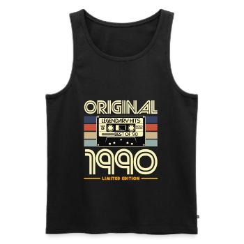 Original 1990 Cassette Héritage - Débardeur bio Premium Homme - noir - Devant - AI Model Male 178 light (178cm)
