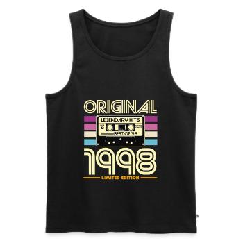 Original 1998 Limited Edition Cassette - Débardeur bio Premium Homme - noir - Devant - AI Model Male 178 light (178cm)
